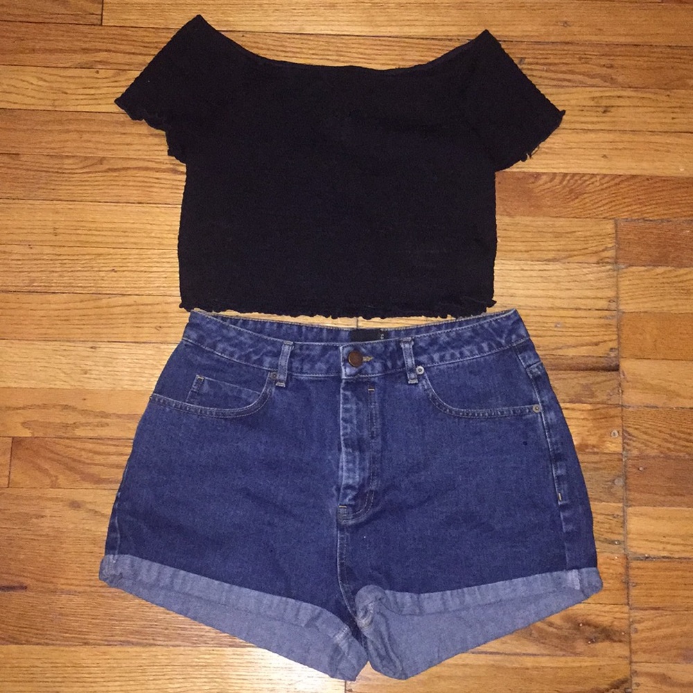 High Waisted Blue Denim Shorts